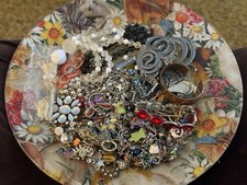 Jewelry Mixed Lot 1-2lbs Vintage to Modern Mainly Craft/Repurpose~Some Wearable