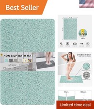 0.6" Extra Thick Non Slip Shower Mat, PVC Loofah Shower Mat with Drain, Quick...