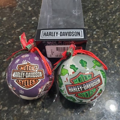 Set Of Y2K Genuine Harley Davidson Christmas Holiday Ornament Decoupage Cavanagh