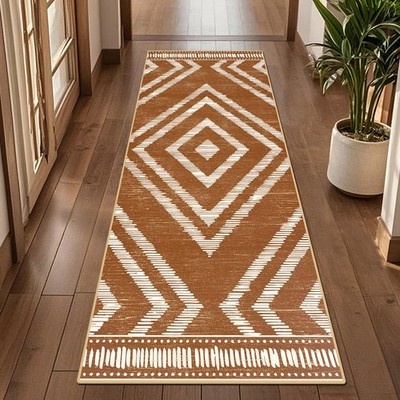 Boho Runner Rugs 2x6ft Non Slip, Brown Washable Rug with Rubber Backing, Soft...