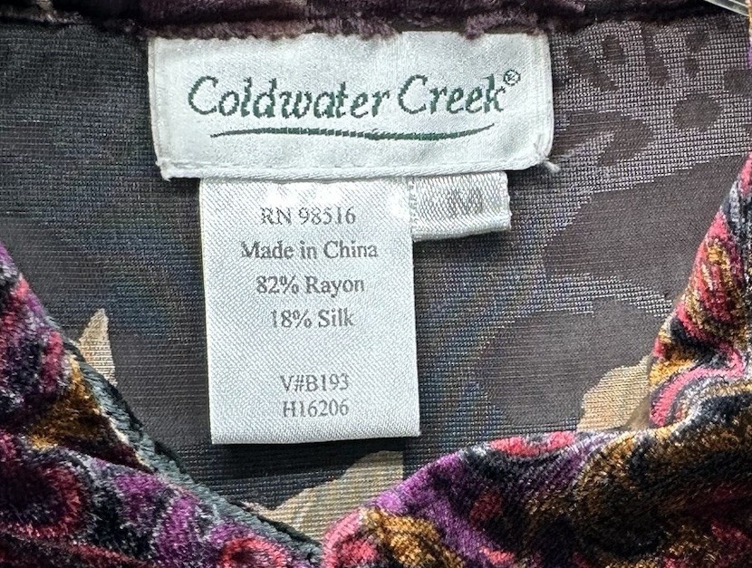 COLDWATER CREEK Women’s Silk Velvet Sheer Burnout… - image 4