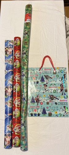 Vintage Toy Story Gift Wrap New & Used with Gift Bag Folded Christmas Wrapping