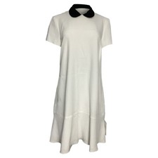 Red Valentino Crepe Dress With Black Collar In Polyester Women White Size 46