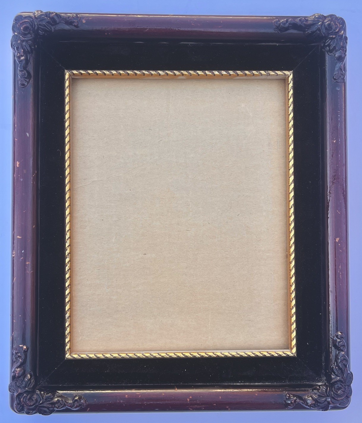 Vintage Picture Frame Gold Red Velvet 1960s Furniture Ornate Carved Wood Frame