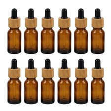 10Pcs 15ml/0.5oz Amber Glass Dropper Bottles, Essential oil Bottle with Black...