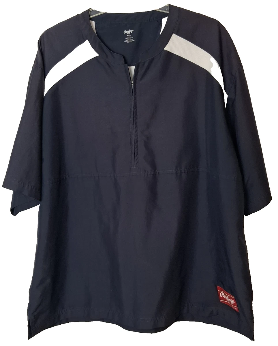Pull homme Rawlings baseball manches courtes 1/4 fermeture éclair bleu