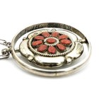 Signed Southwest 925 Turquoise Red Coral Inlay Necklace Pendant Lot  3 #S5308-5 — photo 4