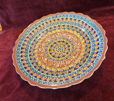 Firca Avanos TURKEY Large Colorful Ceramic Shallow Bowl 13''