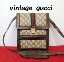 GUCCI Sherry Line Shoulder Crossbody Bag Diagonal Strap GG Supreme PVC Leather