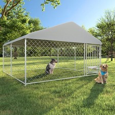 10x10 Ft Heavy Duty Outdoor Dog Kennel Large Playpen Cover  Rotating Feeder