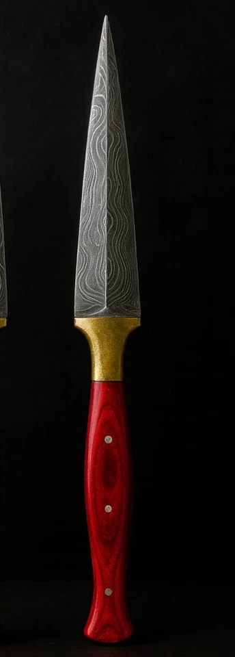 Faca de bota adaga personalizada Damasco dupla borda lâmina fixa ponta de agulha arremesso - Imagem 2 de 4