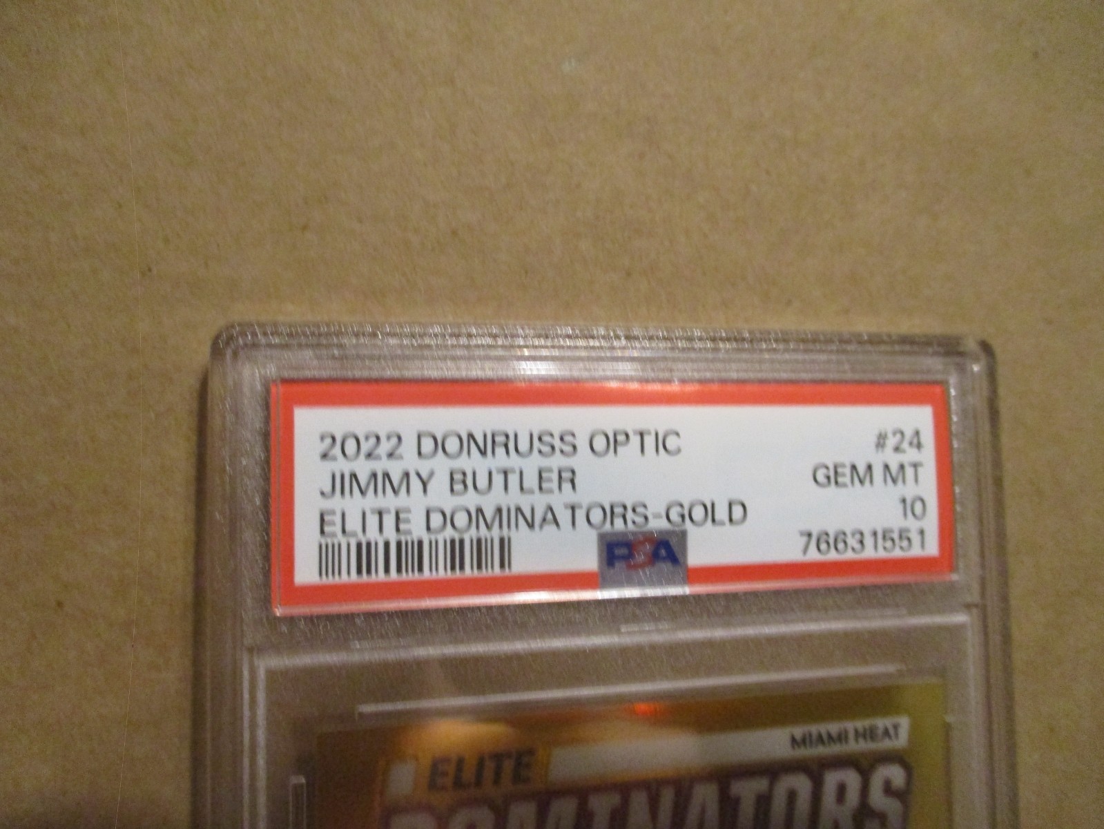 2022-23 OPTIC JIMMY BUTLER #24 ELITE DOMINATORS GOLD PRIZM 8/10 PSA 10 GEM MINT! view 2