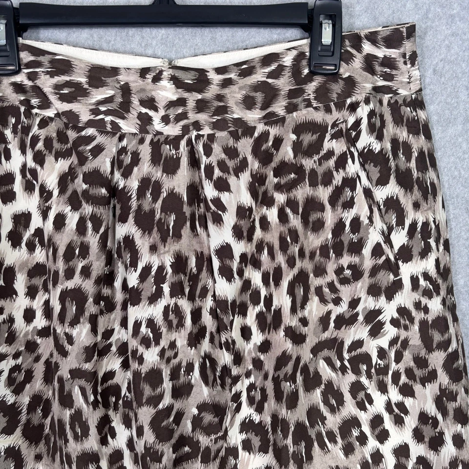 Falda Banana Republic 12 Bolsillos Plisados Leopardo Seda Academia Neutrales Carrera Foto 4 de 4
