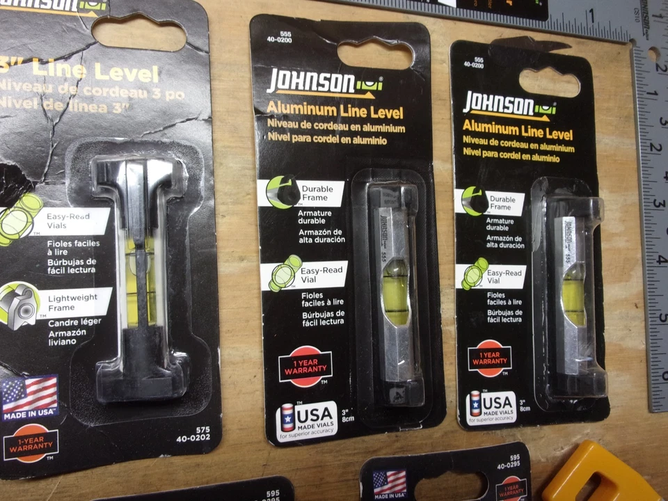 7pc. SET JOHNSON SQUARE, TORPEDO AND LINE LEVELS    .. - Image 3 of 4