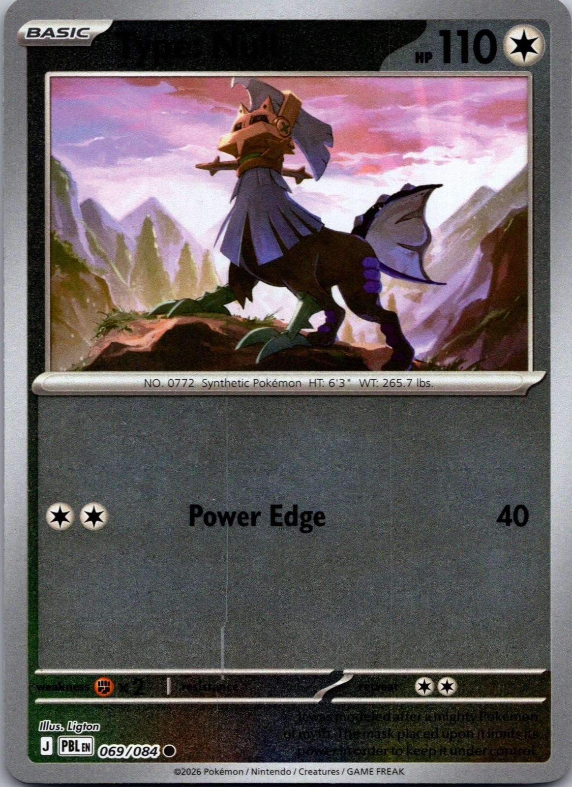 Type: Null Pitch Black Pokemon Common Reverse Holo Near Mint 069/084