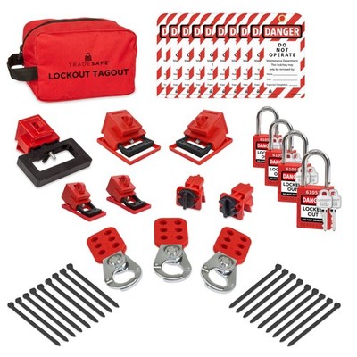 Breaker Lockout Tagout Electrical Loto Kit, up to 1'' x 2-3/4'', Red 