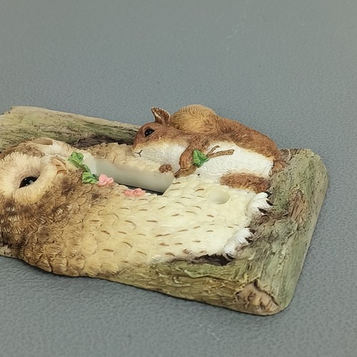 Vintage Beatrix Potter Resin Switch Plate Cover 3D Owl And Squirrel Unique Rare - Picture 6 of 13