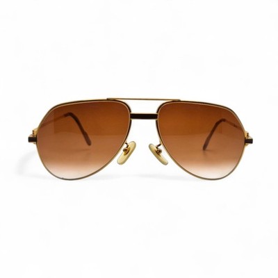 Authentic Cartier Santos Aviators - Gold Wires w/ Hennessy Brown