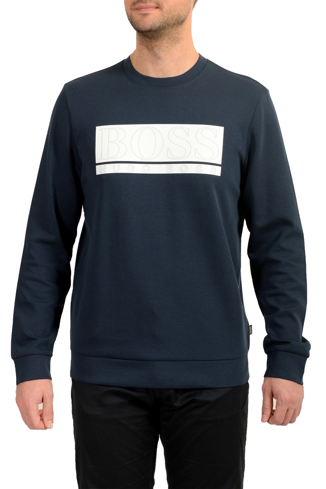 Hugo Boss Mens Salbo 1 Blue Logo Print Crewneck Sweatshirt US L IT 52 14390₽