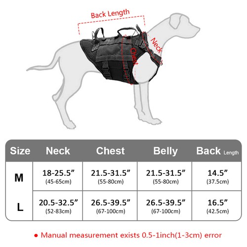 Large Tactical Dog Harness+Detachable Bag+Lead Molle Military Vest Dobermans M L - Picture 11 of 16