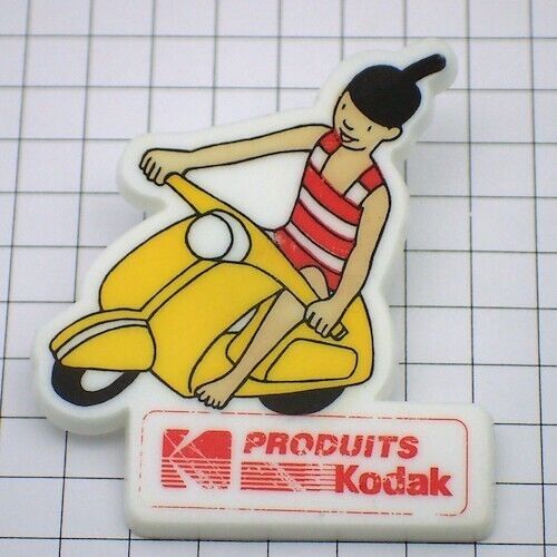 Pin Badge Kodak Girl Riding A Scooter France Limited Vintage - Picture 1 of 2