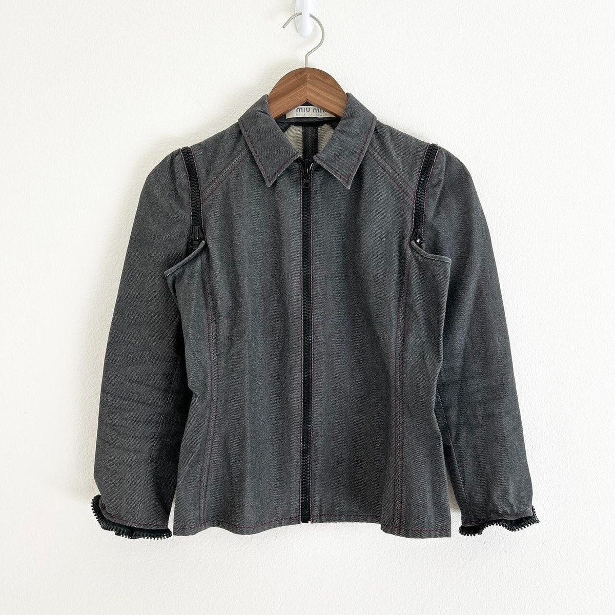 Vintage Miu Miu 2000s Archive Denim Zipper Detail Jacket Vintage Miu Miu 2000s Archive Denim Zipper Detail Jacket