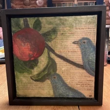 Tile Early birds Art Framed Artist Signed Koziol
