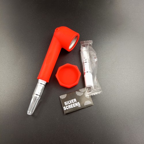 Silicone Hand Smoking Pipe with Cap Bowl Herb Cigarette Filter Holder 5.12" - Picture 6 of 6