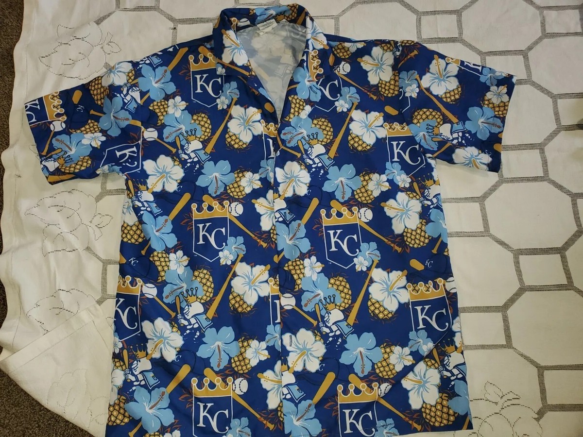 MENS KANSAS CITY ROYALS BASEBALL HAWAIIAN SHIRT SIZE M EXCELLENT