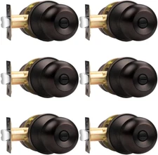 Ball Privacy Door Knobs Bed and Bath Keyless Handles Locksets, Oil Rubbed Bronze