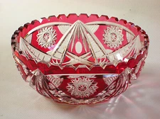IMPERLUX - Vintage German Democratic Republic – 8” Red Cut to Clear Crystal Bowl