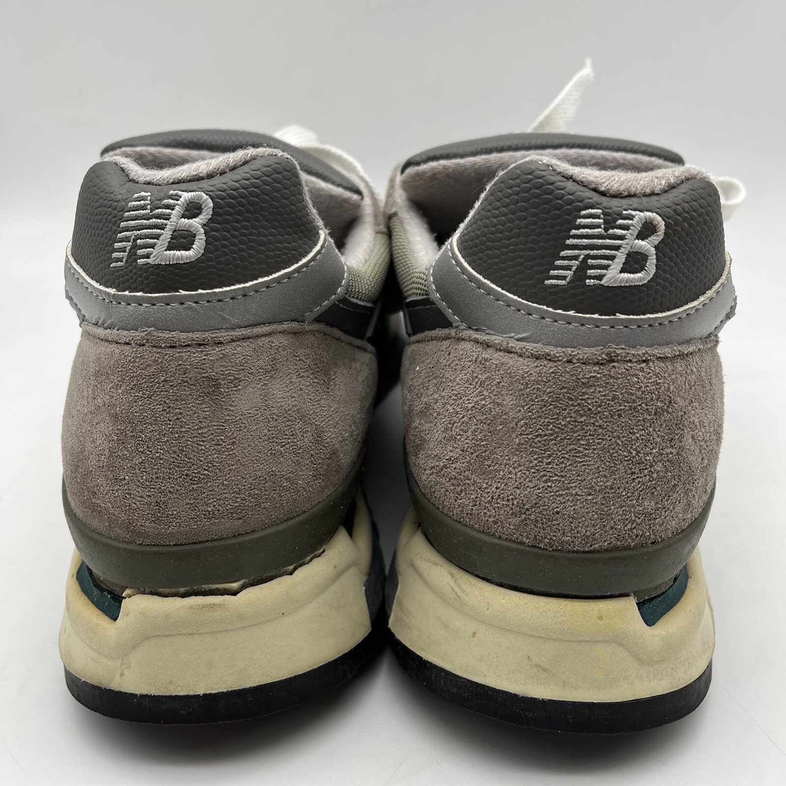 NEW BALANCE 998 SIZE 14 B WHITE GREY OLIVE MADE IN USA SUEDE M998 