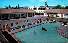 The Holiday Motel Swimming Pool Highway 30 West Boise Idaho Chrome Postcard