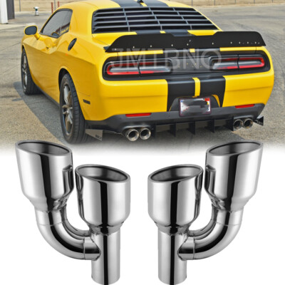 For Dodge Challenger 2008-2023 Offset 2.5'' In Quad 4'' Out Dual Wall Exhaust Tips
