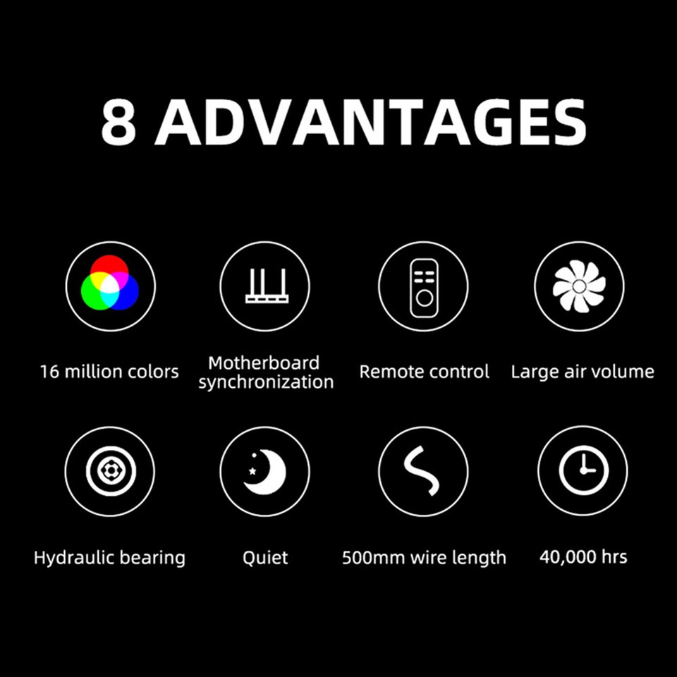 RGB PC Case Cooling Fan Small 6 Pin Quiet Cooler Heatsink Radiator