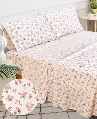 Cotton Sheet Set Full Queen King Size Fitted Flat Sheets 200 Thread Count Luxury