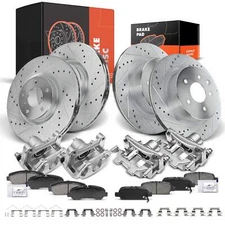 Front & Rear Drilled Brake Rotor&Pad+Brake Caliper for Nissan Maxima 09-14 16-17