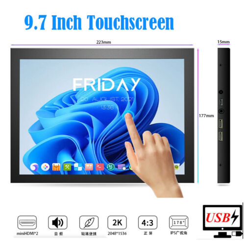 Portable Touchscreen Monitor 9.7" HDMI PC Game Display HD2048x1536 for Raspberry - Picture 1 of 11