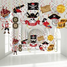 52 Pcs Pirate Party Hanging Swirls Decor Pirate Theme Ceiling Wall Spiral Str...