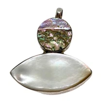 Mother of Pearl & Abalone Shell Pendant - Glamorous! | 2 1/2" Long |