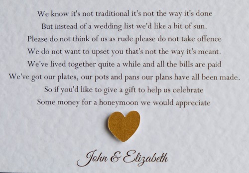 10 x personalisierte Hochzeit Flitterwochen Geschenk Geld Bargeldanfrage Gedichte Karten - Bild 4 von 6