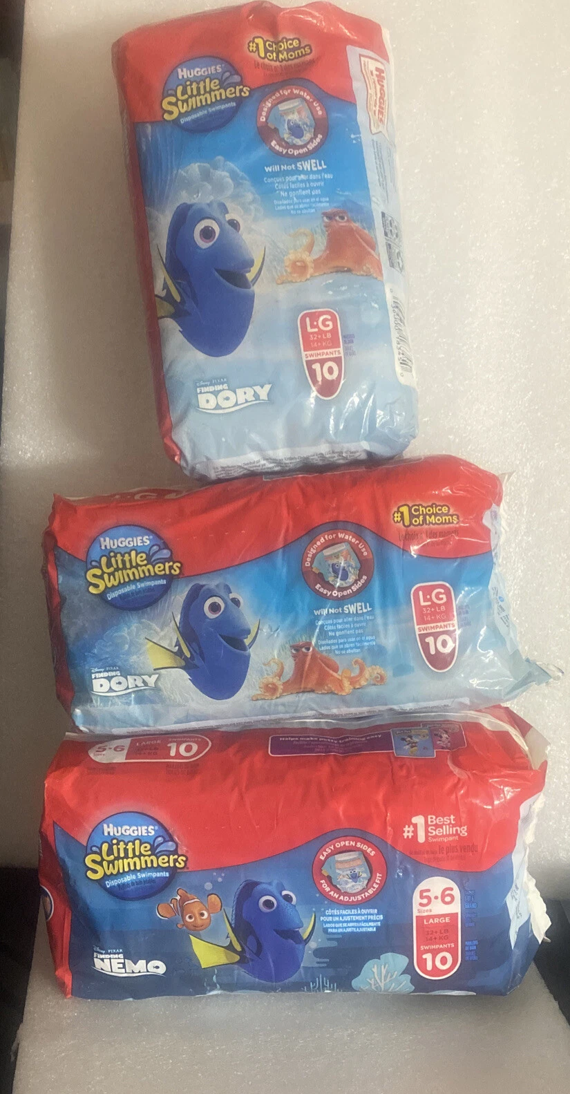 3 Huggies Little Swimmers Swim Diapers Swimpants Size LARGE 32+ Lbs