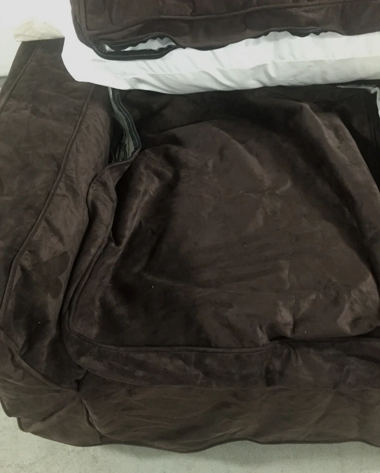 Silla grande Pottery Barn básica brazo cuadrado SOLO FUNDA DESLIZANTE gamuza caoba Foto 2 de 4