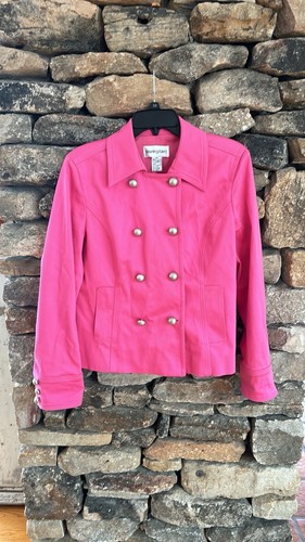 Vintage Womens Bloomingdales Pink Jacket Blazer Silver Button Jacket Sz14P - Picture 5 of 5