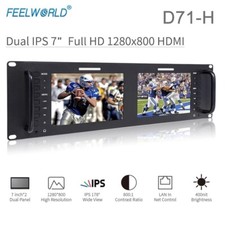 Feelworld D71-H Monitor 7" Dual IPS on Camera DSLR 3RU HDMI 2-Screen Broadcast