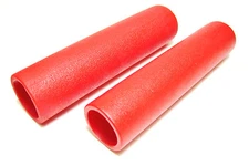 Red handlebar grips 7/8" motorcycle bars Triumph chopper bobber hand grip set  