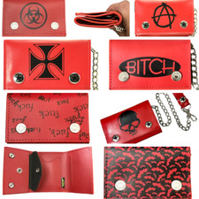 Genuine Leather 70's Classic BIKERS Wallet With 12" Wallet Chain Punk MOTORCYCLE