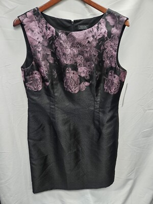 Women's Tahari Jacquard Sheath Dress Size 14, Black/Purple New With Tags