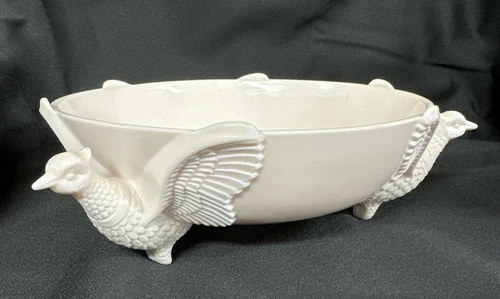 Vintage 1940s Jeanette Co. Pink Milk Glass Bowl 3 Pheasant-Footed Base