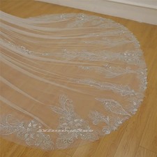 Boho Sparkly Gold Sequins One Tier Cathedral Bridal Wedding Veil With Comb